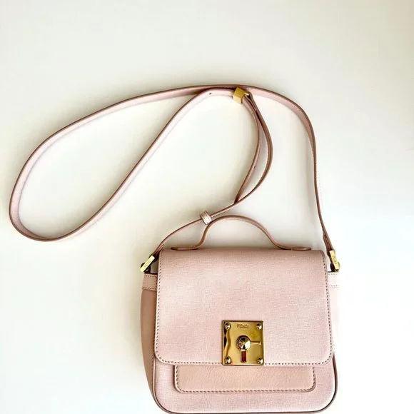 FENDI Light Pink Leather Shoulder Crossbody Bag